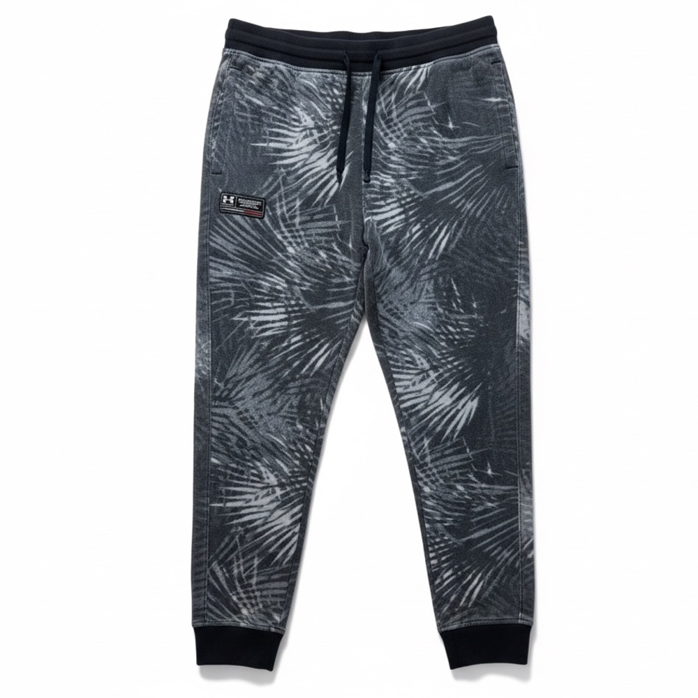 Under Armour Fleece Joggers Gray Botanical Print Loose Athletic Pants Lounge XL